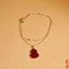 Fulu Cinnabar Gourd Necklace for Women, Chinese style collarbone chain, retro sweater chain accessory for the zodiac year Specification image